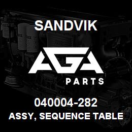 040004-282 Sandvik ASSY, SEQUENCE TABLE/BUSHNG | AGA Parts