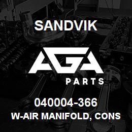 040004-366 Sandvik W-AIR MANIFOLD, CONSOLE | AGA Parts