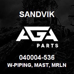 040004-536 Sandvik W-PIPING, MAST, MRLN 6 | AGA Parts
