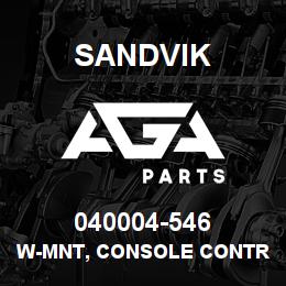 040004-546 Sandvik W-MNT, CONSOLE CONTROLS | AGA Parts