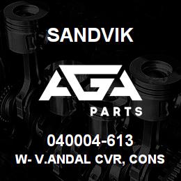 040004-613 Sandvik W- V.ANDAL CVR, CONSOLE | AGA Parts
