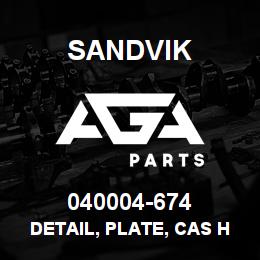 040004-674 Sandvik DETAIL, PLATE, CAS HMR FIXTURE. | AGA Parts