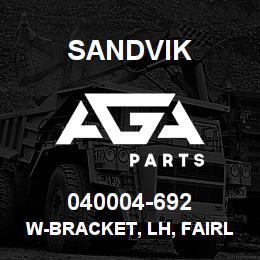 040004-692 Sandvik W-BRACKET, LH, FAIRLEAD M6 | AGA Parts