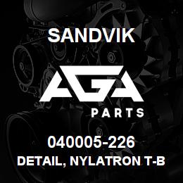 040005-226 Sandvik DETAIL, NYLATRON T-BAR WEAR | AGA Parts