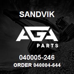 040005-246 Sandvik ORDER 040004-644 | AGA Parts