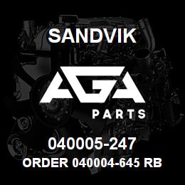 040005-247 Sandvik ORDER 040004-645 RB | AGA Parts