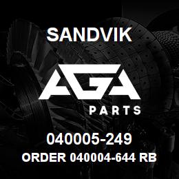 040005-249 Sandvik ORDER 040004-644 RB | AGA Parts
