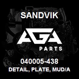 040005-438 Sandvik DETAIL, PLATE, MUD/AIR | AGA Parts