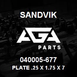 040005-677 Sandvik PLATE .25 X 1.75 X 7.69" | AGA Parts