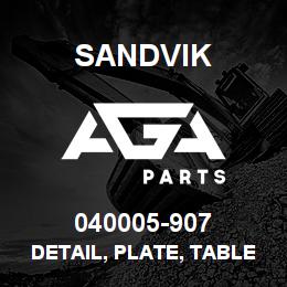040005-907 Sandvik DETAIL, PLATE, TABLE FILLER | AGA Parts