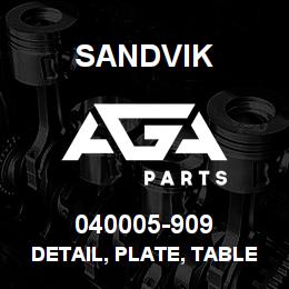 040005-909 Sandvik DETAIL, PLATE, TABLE FILLER | AGA Parts