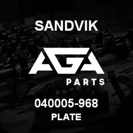 040005-968 Sandvik PLATE | AGA Parts