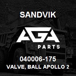 040006-175 Sandvik VALVE, BALL APOLLO 2" FULL FLO | AGA Parts