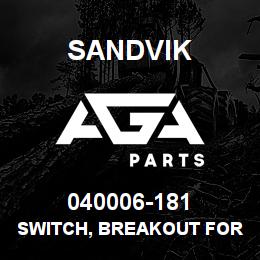 040006-181 Sandvik SWITCH, BREAKOUT FORK | AGA Parts