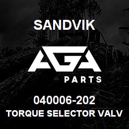 040006-202 Sandvik TORQUE SELECTOR VALVE | AGA Parts