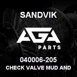 040006-205 Sandvik CHECK VALVE MUD AND AIR | AGA Parts