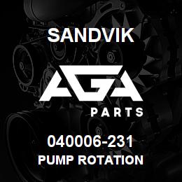 040006-231 Sandvik PUMP ROTATION | AGA Parts