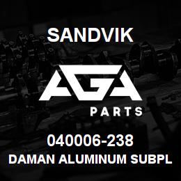 040006-238 Sandvik DAMAN ALUMINUM SUBPLATE | AGA Parts