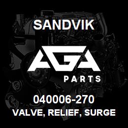 040006-270 Sandvik VALVE, RELIEF, SURGE | AGA Parts