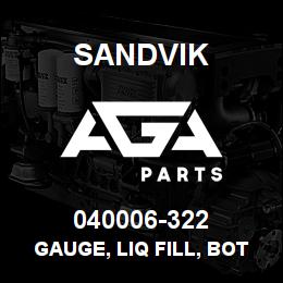 040006-322 Sandvik GAUGE, LIQ FILL, BOT MNT 6000PSI | AGA Parts