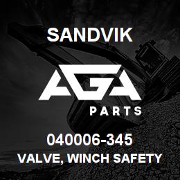 040006-345 Sandvik VALVE, WINCH SAFETY | AGA Parts