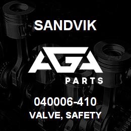 040006-410 Sandvik VALVE, SAFETY | AGA Parts