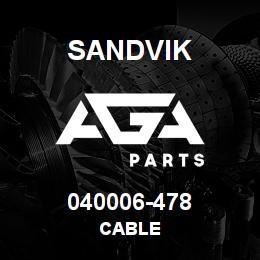 040006-478 Sandvik CABLE | AGA Parts