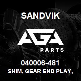 040006-481 Sandvik SHIM, GEAR END PLAY, TOPHD .005" | AGA Parts