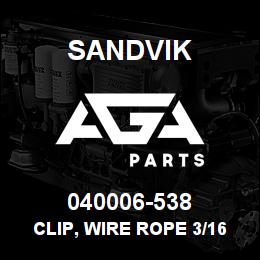 040006-538 Sandvik CLIP, WIRE ROPE 3/16 IN. SS | AGA Parts