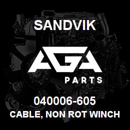 040006-605 Sandvik CABLE, NON ROT WINCH 1/2XFT W/SWAGE | AGA Parts
