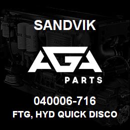 040006-716 Sandvik FTG, HYD QUICK DISCONECT F .75 | AGA Parts