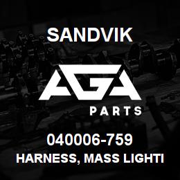 040006-759 Sandvik HARNESS, MASS LIGHTING MRLN5 | AGA Parts