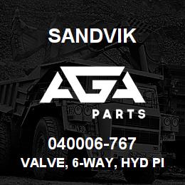 040006-767 Sandvik VALVE, 6-WAY, HYD PILOT 40 GPM | AGA Parts