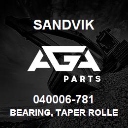 040006-781 Sandvik BEARING, TAPER ROLLER 2.00 BORE | AGA Parts