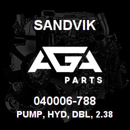 040006-788 Sandvik PUMP, HYD, DBL, 2.38/.40 C.W | AGA Parts