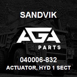 040006-832 Sandvik ACTUATOR, HYD 1 SECTION | AGA Parts