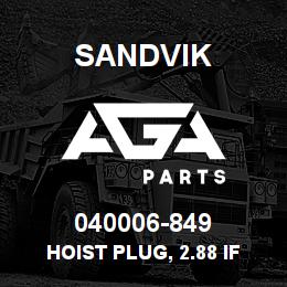 040006-849 Sandvik HOIST PLUG, 2.88 IF PIN | AGA Parts