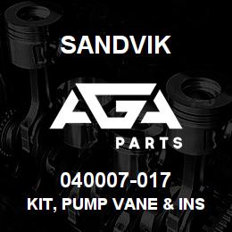 040007-017 Sandvik KIT, PUMP VANE & INSERT | AGA Parts