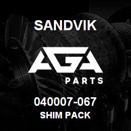 040007-067 Sandvik SHIM PACK | AGA Parts