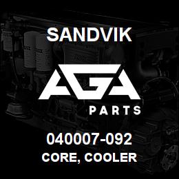 040007-092 Sandvik CORE, COOLER | AGA Parts
