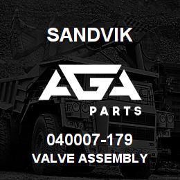 040007-179 Sandvik VALVE ASSEMBLY | AGA Parts