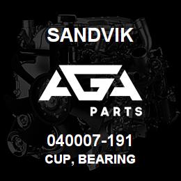 040007-191 Sandvik CUP, BEARING | AGA Parts