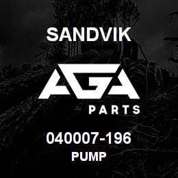 040007-196 Sandvik PUMP | AGA Parts