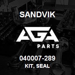 040007-289 Sandvik KIT, SEAL | AGA Parts