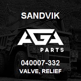040007-332 Sandvik VALVE, RELIEF | AGA Parts