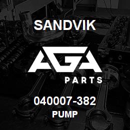 040007-382 Sandvik PUMP | AGA Parts
