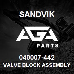 040007-442 Sandvik VALVE BLOCK ASSEMBLY | AGA Parts