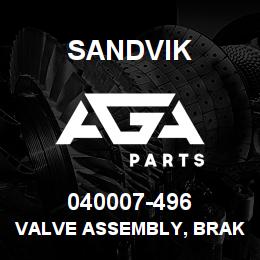 040007-496 Sandvik VALVE ASSEMBLY, BRAKE | AGA Parts