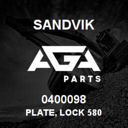 0400098 Sandvik PLATE, LOCK 580 | AGA Parts