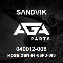 040012-008 Sandvik HOSE 2SN-04-06FJ-000-06FJ-10.2 | AGA Parts